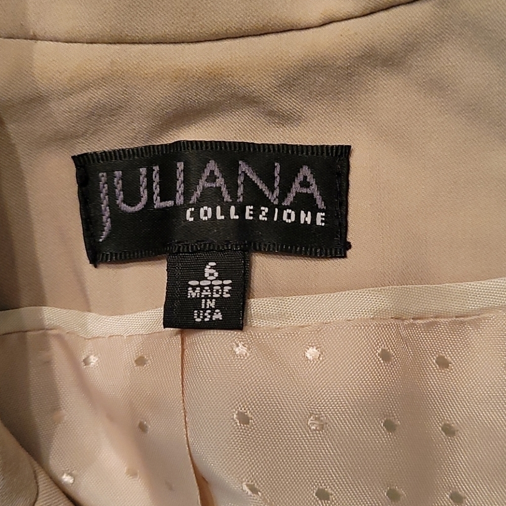 Vtg JULIANA COLLEZIONE Luxury Tailored  Oatmeal Office Blazer Suit Coat - Picture 8 of 10
